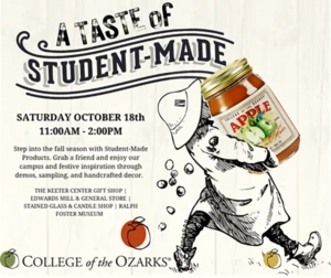 Cartoon character walking with a jar of apple butter.  